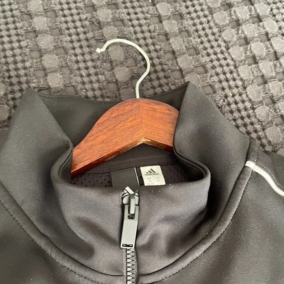 Adidas Black Bomber Jacket with White Trim - Picture 7 of 7